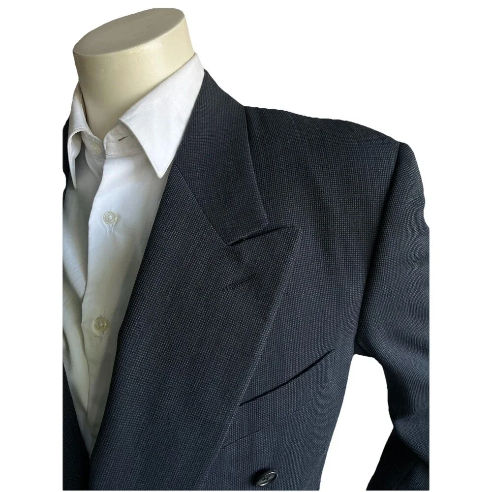 Vestimenta (Armani) Men 38 Blazer Wool Double Breasted Birdseye Sport Coat Italy